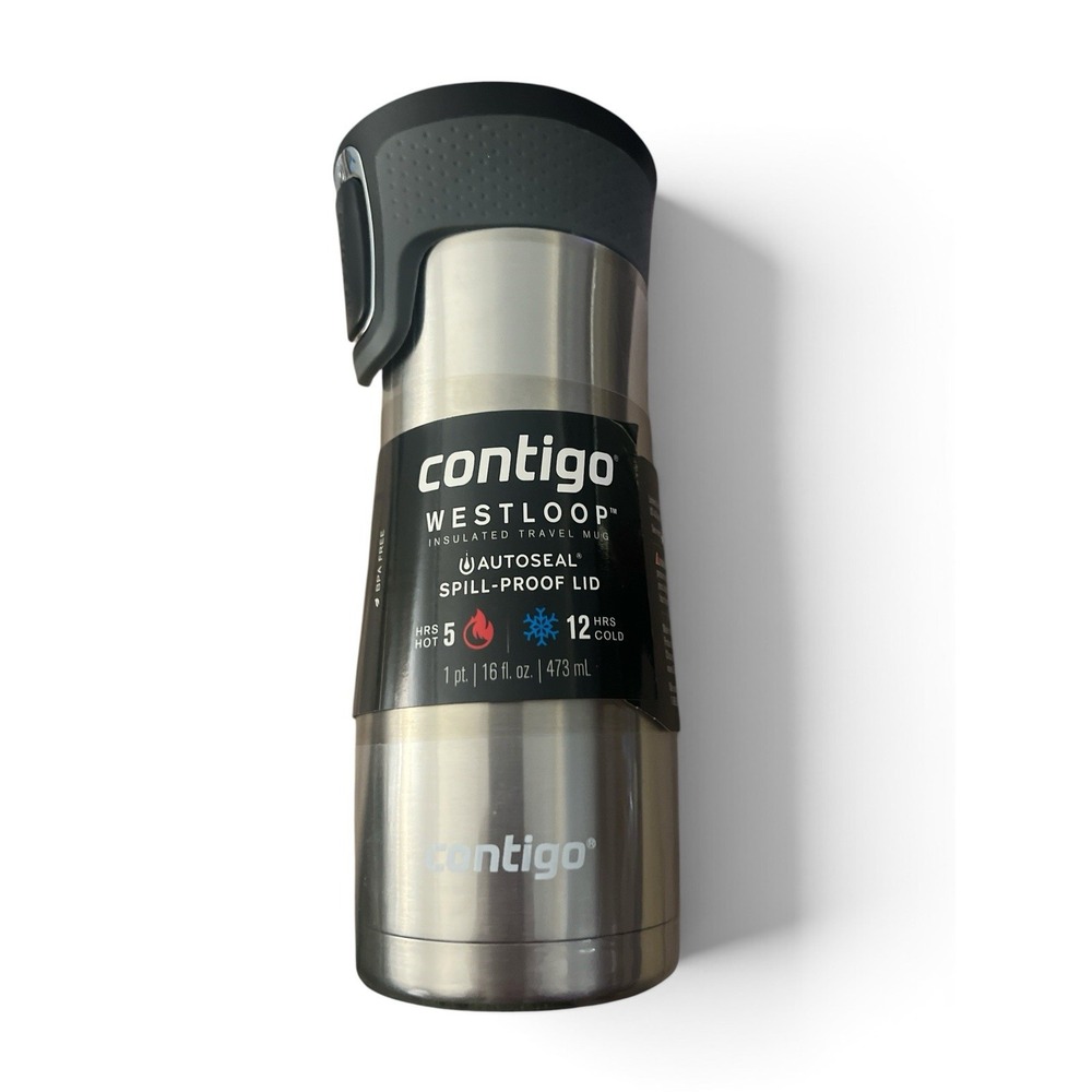Contigo Autoseal West Loop Stainless Steel Travel Coofee Tea Hot Water Mug 16 Oz